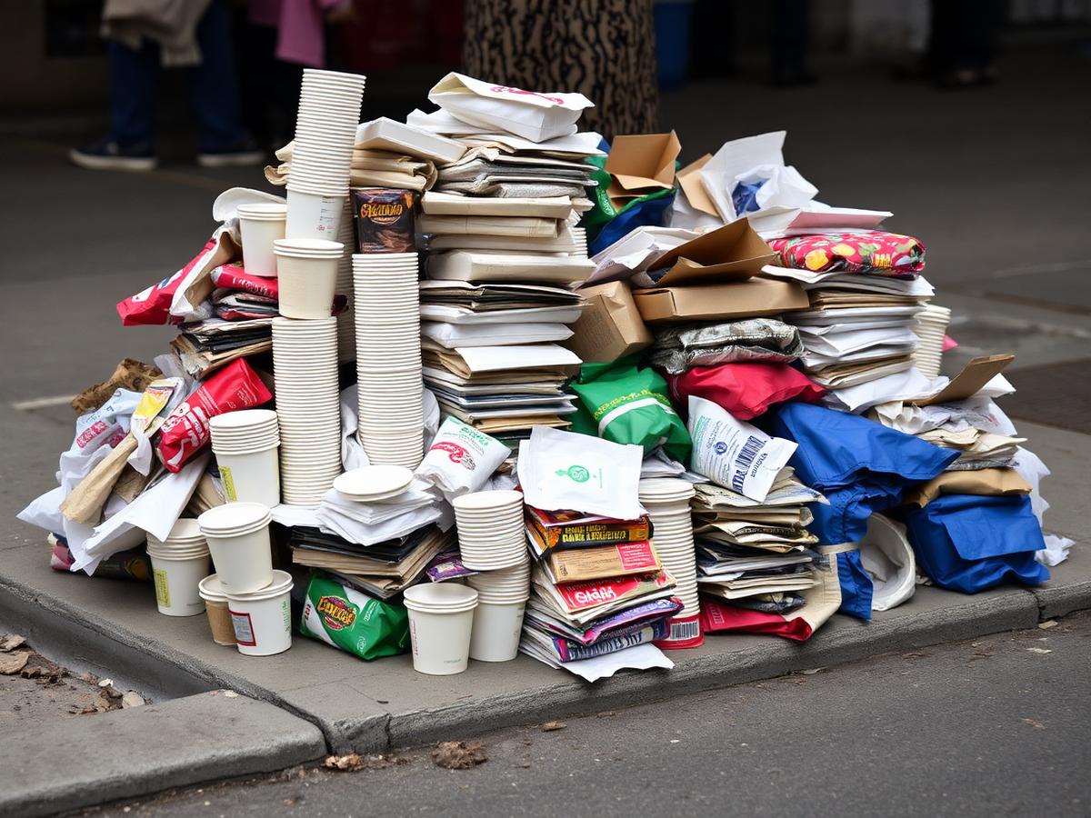 Discarded food packaging